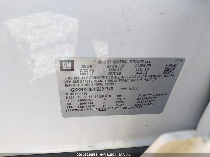 2017 GMC ACADIA DENALI - 1GKKNXLS9HZ201746