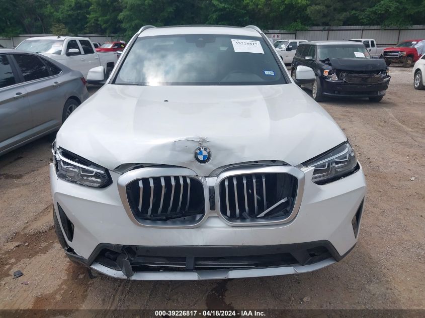 2023 BMW X3 xDrive30I VIN: 5UX53DP06P9R03848 Lot: 40777383