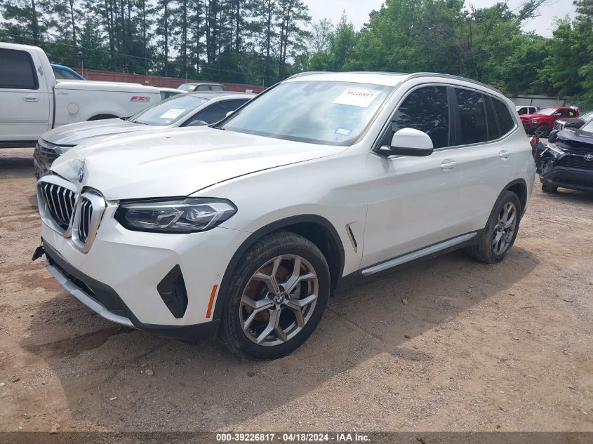 2023 BMW X3 xDrive30I VIN: 5UX53DP06P9R03848 Lot: 40777383