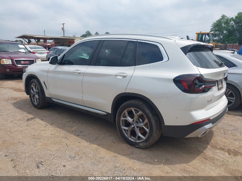 2023 BMW X3 xDrive30I VIN: 5UX53DP06P9R03848 Lot: 40777383