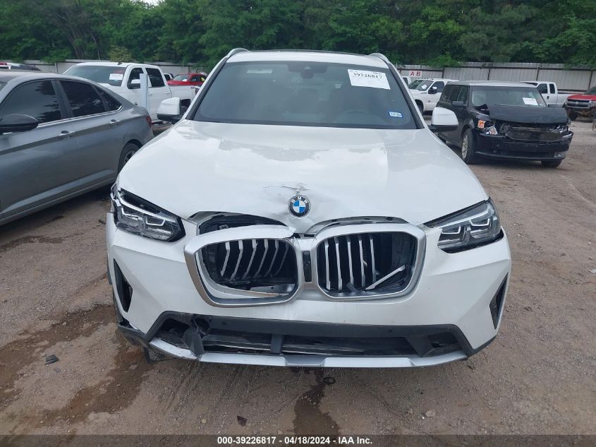 2023 BMW X3 xDrive30I VIN: 5UX53DP06P9R03848 Lot: 40777383