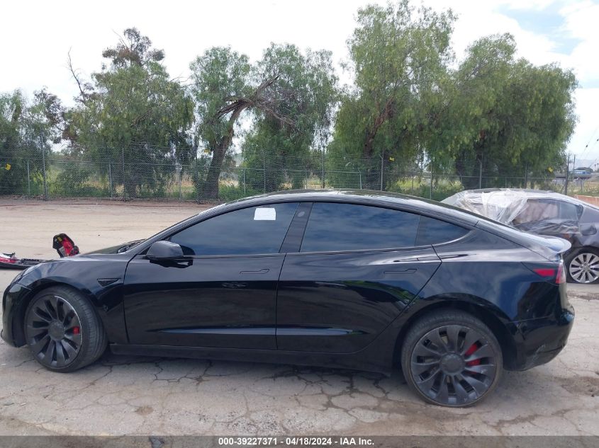 2023 Tesla Model 3 Performance Dual Motor All-Wheel Drive VIN: 5YJ3E1EC0PF595628 Lot: 39227371