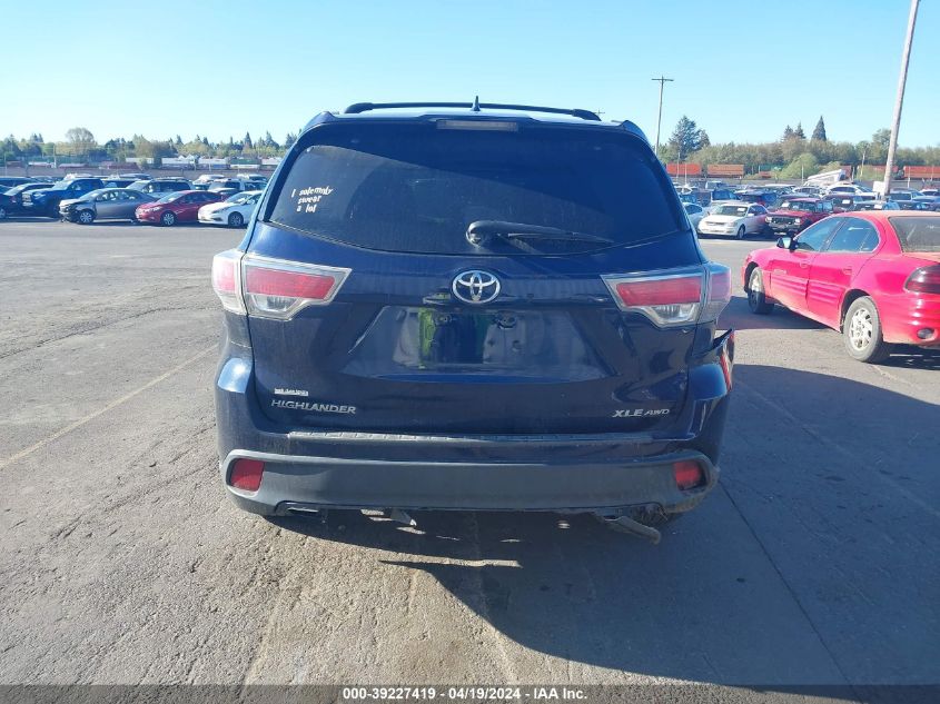 2016 Toyota Highlander Xle V6 VIN: 5TDJKRFHXGS240549 Lot: 39227419