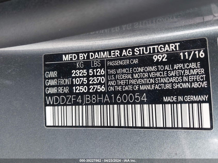 2017 MERCEDES-BENZ E 300 - WDDZF4JB8HA160054