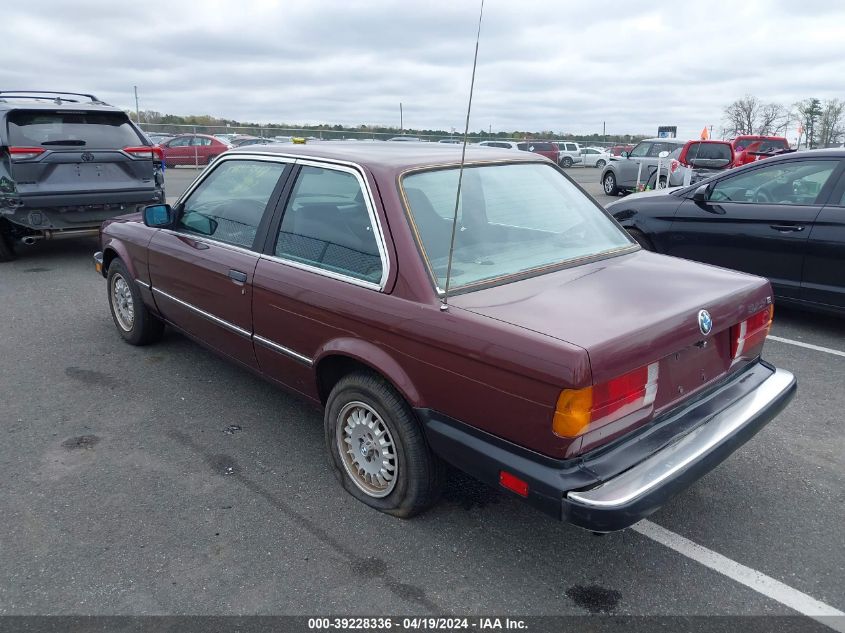 1985 BMW 325 E Automatic VIN: WBAAB6404F1212721 Lot: 39228336