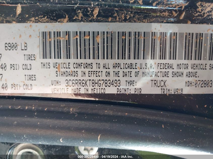 2017 Ram 1500 Express 4X2 5'7 Box VIN: 3C6RR6KT8HG783493 Lot: 39228400