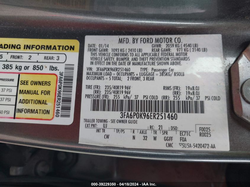 2014 FORD FUSION TITANIUM - 3FA6P0K96ER251460