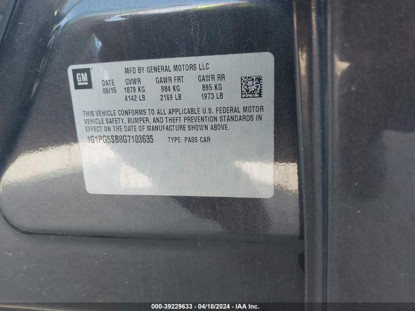 2016 Chevrolet Cruze Limited Ltz Auto VIN: 1G1PG5SB8G7103635 Lot: 39229633