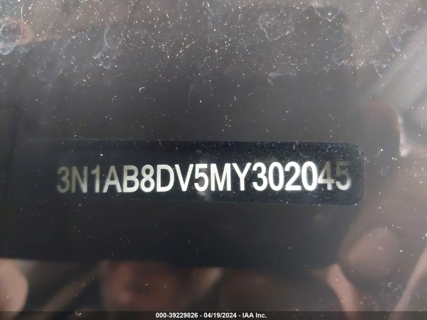 2021 Nissan Sentra Sr Xtronic Cvt VIN: 3N1AB8DV5MY302045 Lot: 39229826