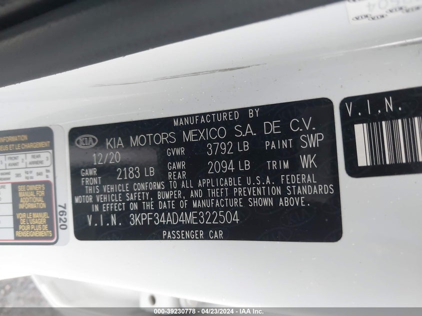 2021 KIA FORTE GT LINE - 3KPF34AD4ME322504