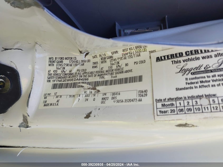 2014 FORD E-250 COMMERCIAL - 1FTNE2EW0EDA84286