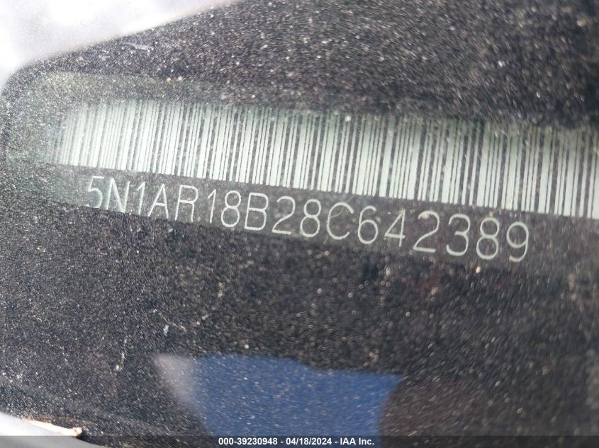 2008 Nissan Pathfinder Se VIN: 5N1AR18B28C642389 Lot: 39230948