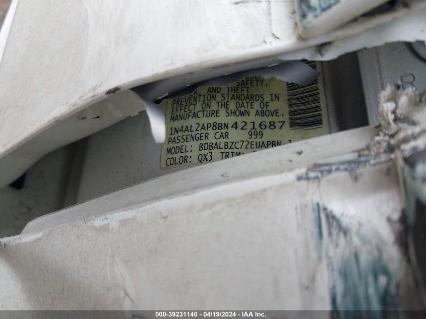 2011 Nissan Altima 2.5 S VIN: 1N4AL2AP8BN421687 Lot: 39231140