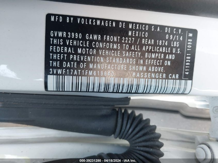 2015 VOLKSWAGEN BEETLE 1.8T FLEET EDITION - 3VWF17AT1FM619640