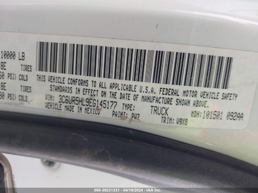 2014 Ram 2500 Tradesman VIN: 3C6UR5HL9EG145177 Lot: 39231331