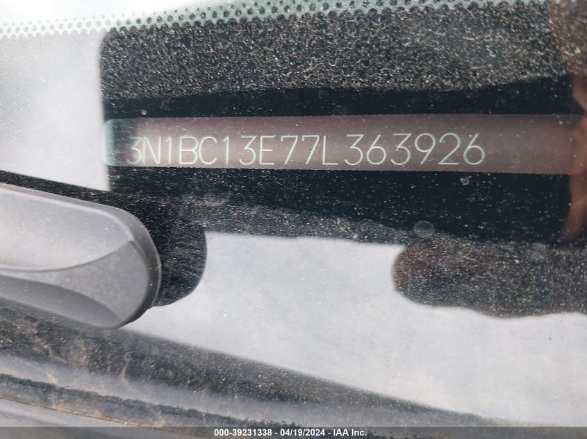 2007 Nissan Versa 1.8Sl VIN: 3N1BC13E77L363926 Lot: 39231338