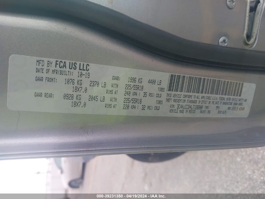 2020 Jeep Compass Limited Fwd VIN: 3C4NJCCB4LT128900 Lot: 39231350