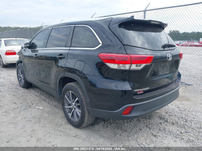 2019 Toyota Highlander Xle VIN: 5TDKZRFH3KS311177 Lot: 39231374