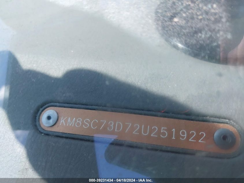 2002 Hyundai Santa Fe Gls/Lx VIN: KM8SC73D72U251922 Lot: 20153397
