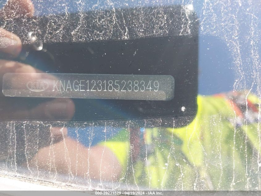 2008 Kia Optima Lx VIN: KNAGE123185238349 Lot: 39231529