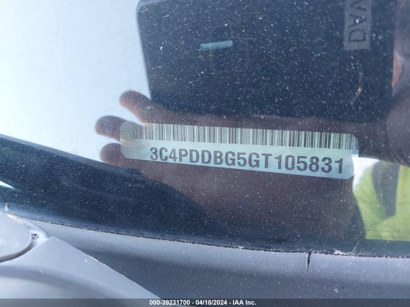 2016 Dodge Journey Sxt VIN: 3C4PDDBG5GT105831 Lot: 39231700