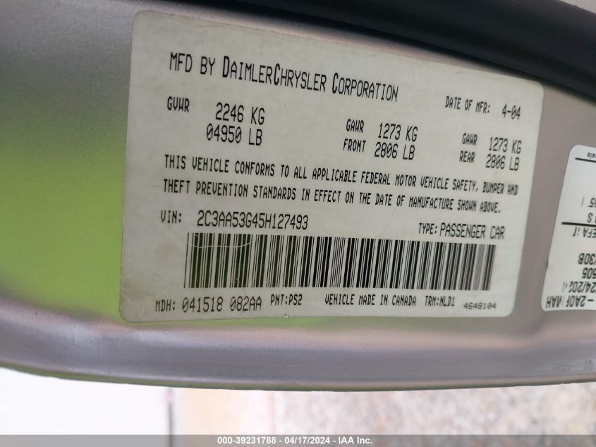 2005 Chrysler 300 Touring VIN: 2C3AA53G45H127493 Lot: 20153518