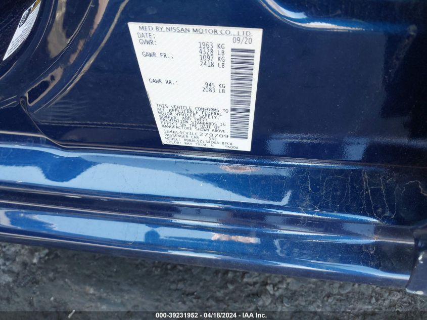 2020 Nissan Altima Sr Fwd VIN: 1N4BL4CV3LC279709 Lot: 39231952