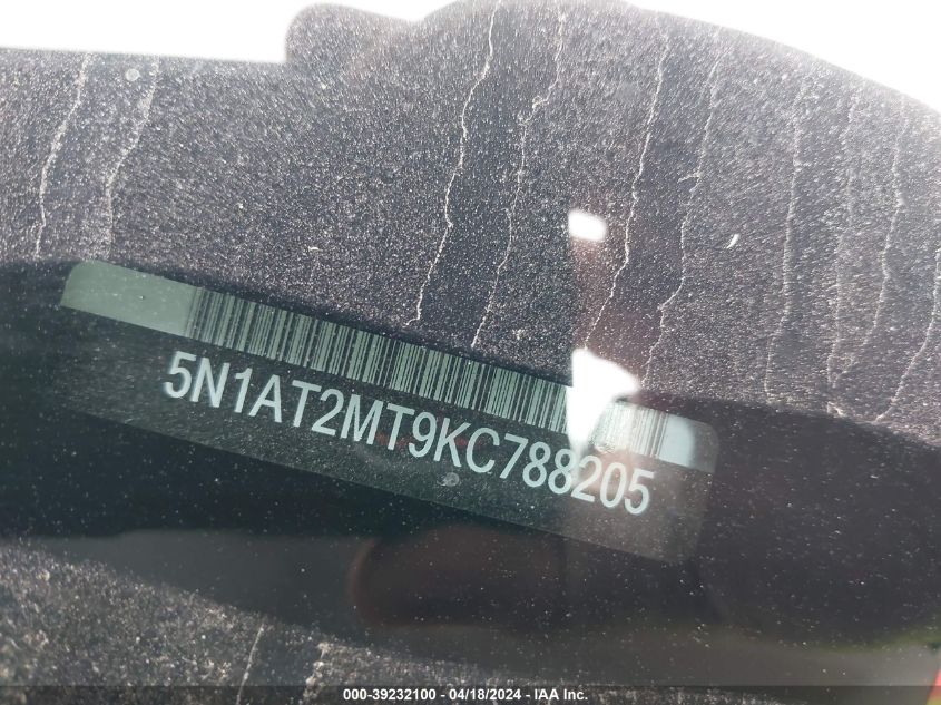 2019 Nissan Rogue Sv VIN: 5N1AT2MT9KC788205 Lot: 39232100