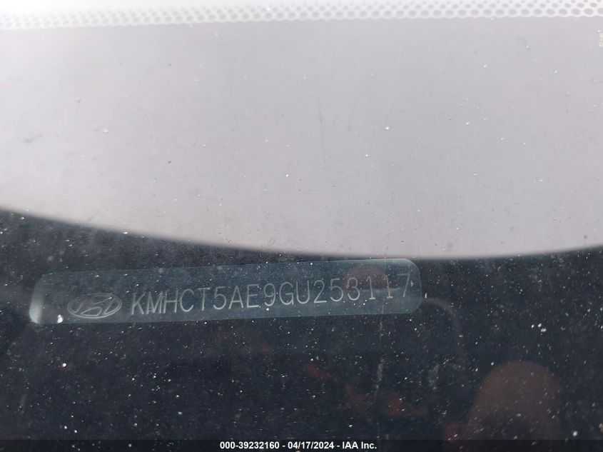 2016 Hyundai Accent Se VIN: KMHCT5AE9GU253117 Lot: 39232160