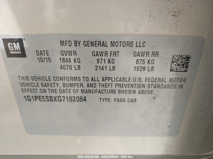 2016 CHEVROLET CRUZE LIMITED 1LT AUTO - 1G1PE5SBXG7182084