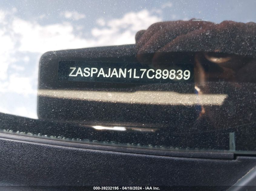 2020 Alfa Romeo Stelvio Rwd VIN: ZASPAJAN1L7C89839 Lot: 39232195