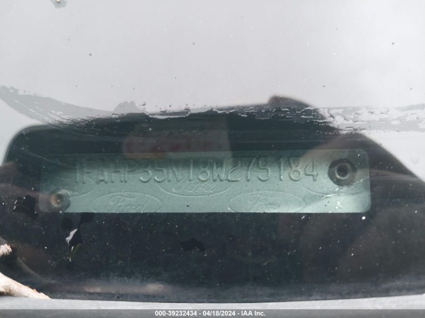 2008 Ford Focus Se/Ses VIN: 1FAHP35N18W275184 Lot: 39232434