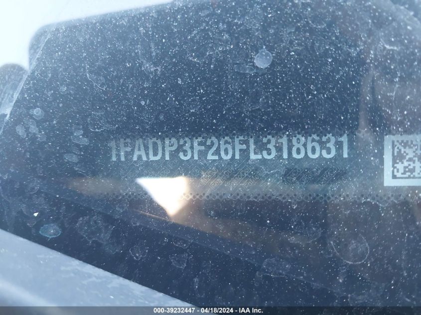 2015 Ford Focus Se VIN: 1FADP3F26FL318631 Lot: 39232447