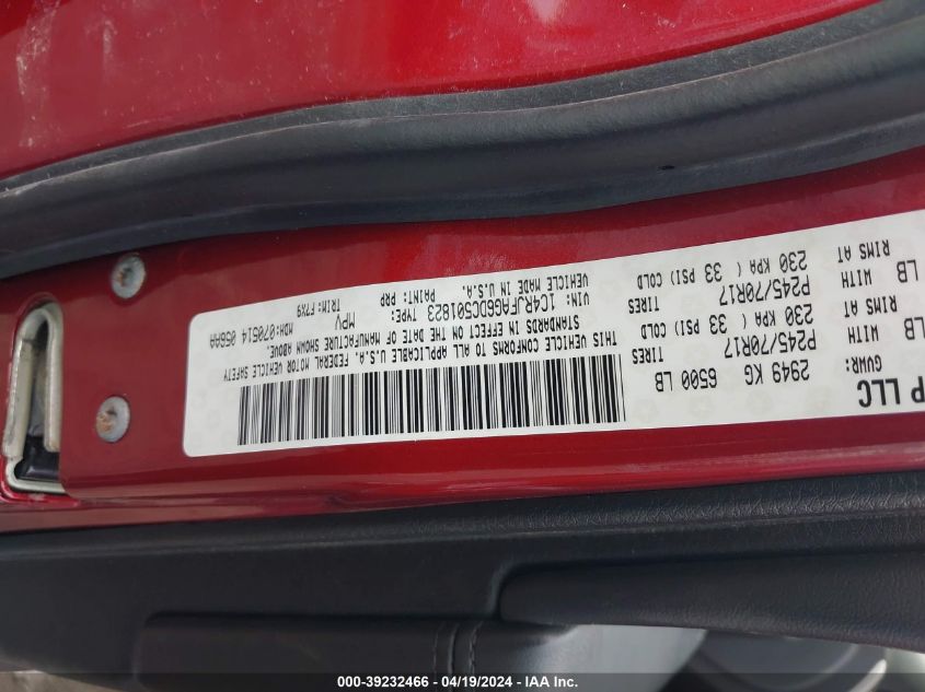 2013 Jeep Grand Cherokee Laredo VIN: 1C4RJFAG6DC501823 Lot: 39232466