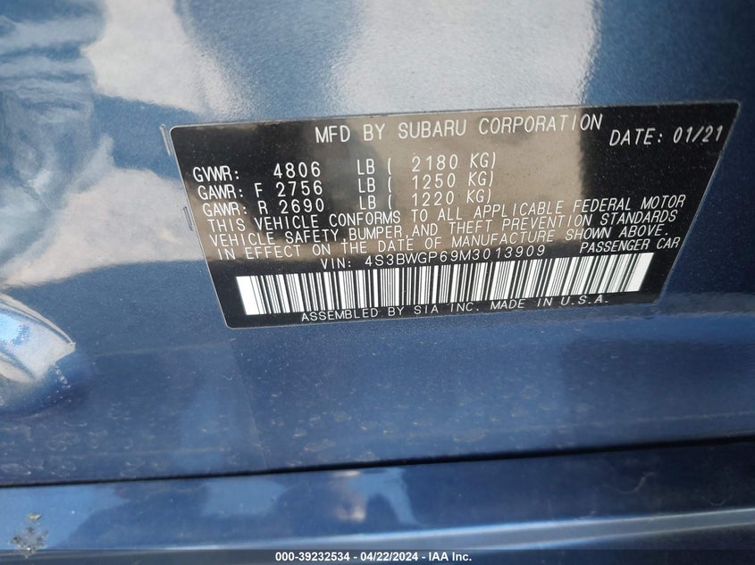 2021 SUBARU LEGACY TOURING XT - 4S3BWGP69M3013909