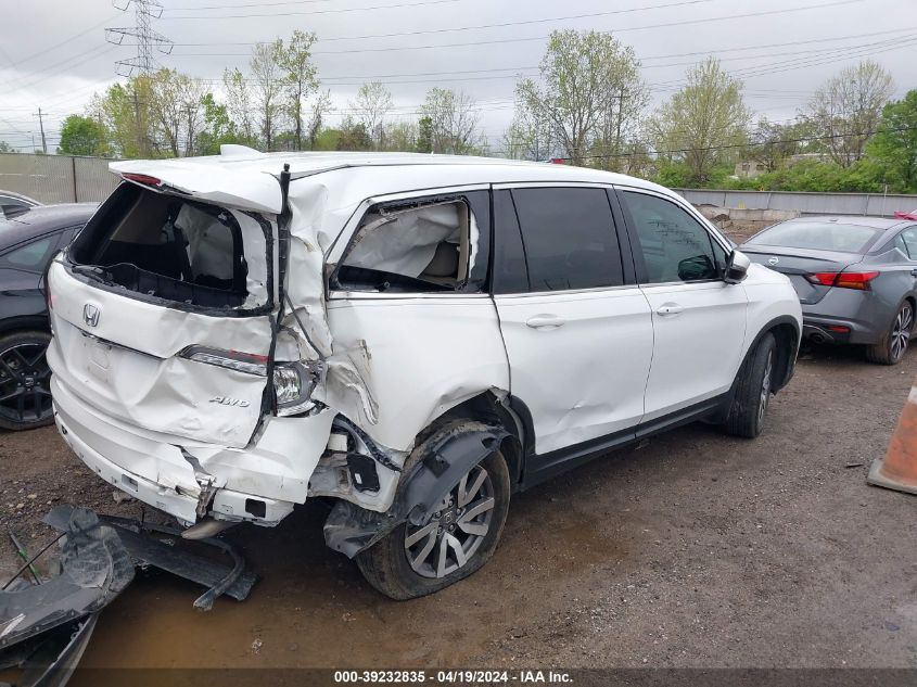 2021 Honda Pilot Awd Ex-L VIN: 5FNYF6H54MB068328 Lot: 39232835