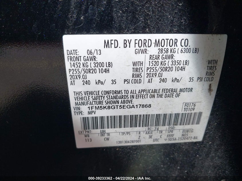 2014 FORD EXPLORER SPORT - 1FM5K8GT5EGA17868