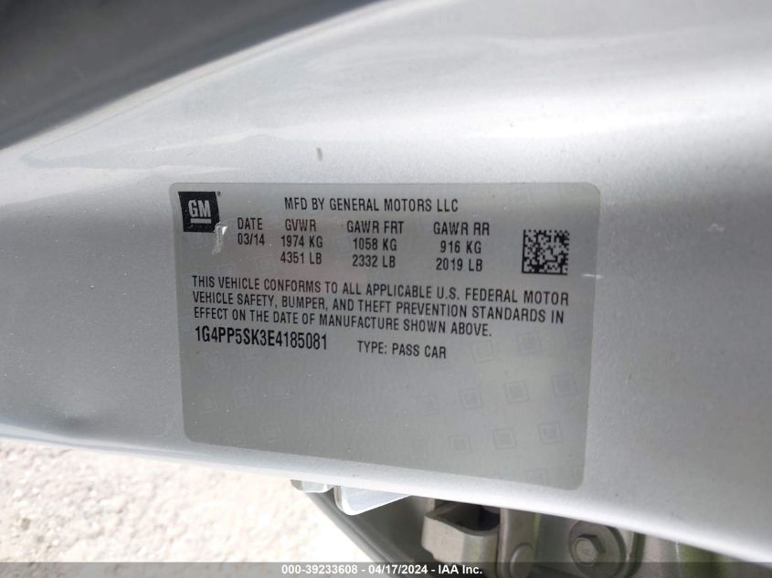 2014 Buick Verano VIN: 1G4PP5SK3E4185081 Lot: 11971148