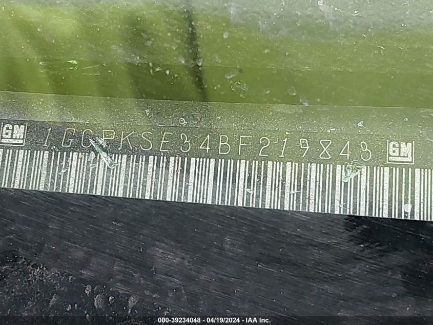 2011 Chevrolet Silverado K1500 Lt VIN: 1GCPKSE34BF219843 Lot: 39234048