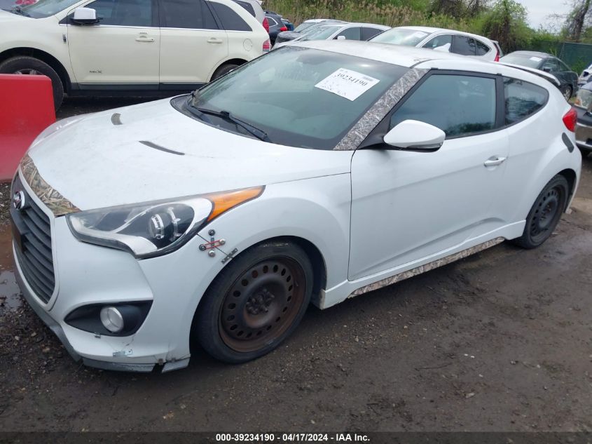 2014 Hyundai Veloster Turbo W/Black VIN: KMHTC6AE3EU186114 Lot: 39234190