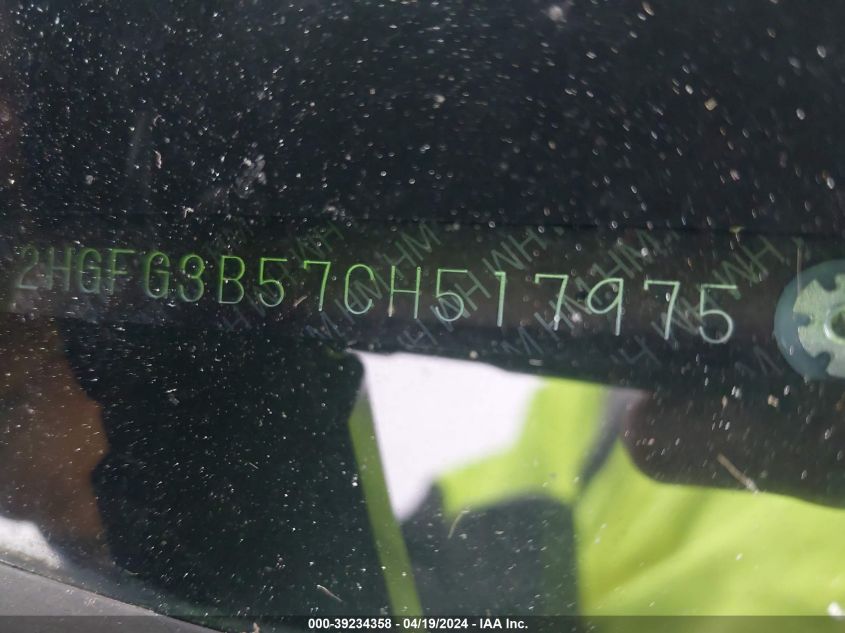 2012 Honda Civic Lx VIN: 2HGFG3B57CH517975 Lot: 39234358