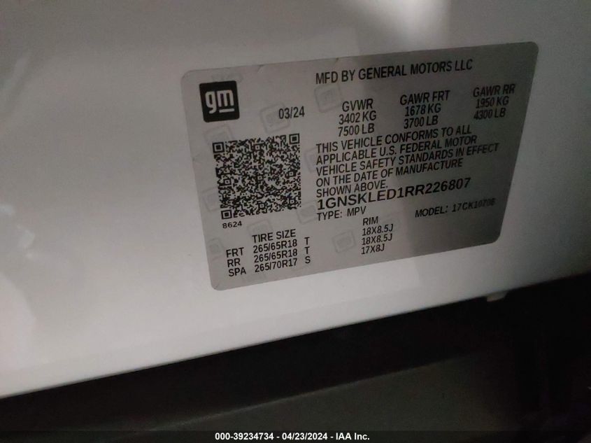 2024 CHEVROLET TAHOE 4WD COMMERCIAL - 1GNSKLED1RR226807