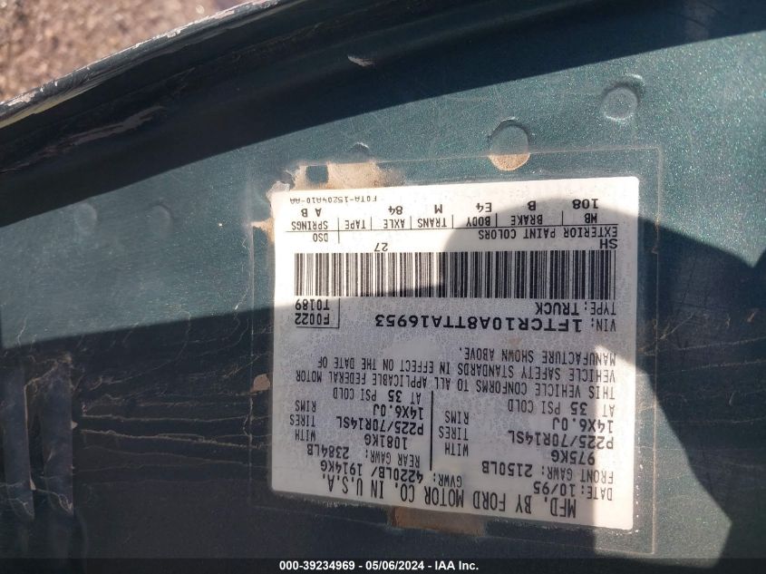 1996 Ford Ranger VIN: 1FTCR10A8TTA16953 Lot: 39234969