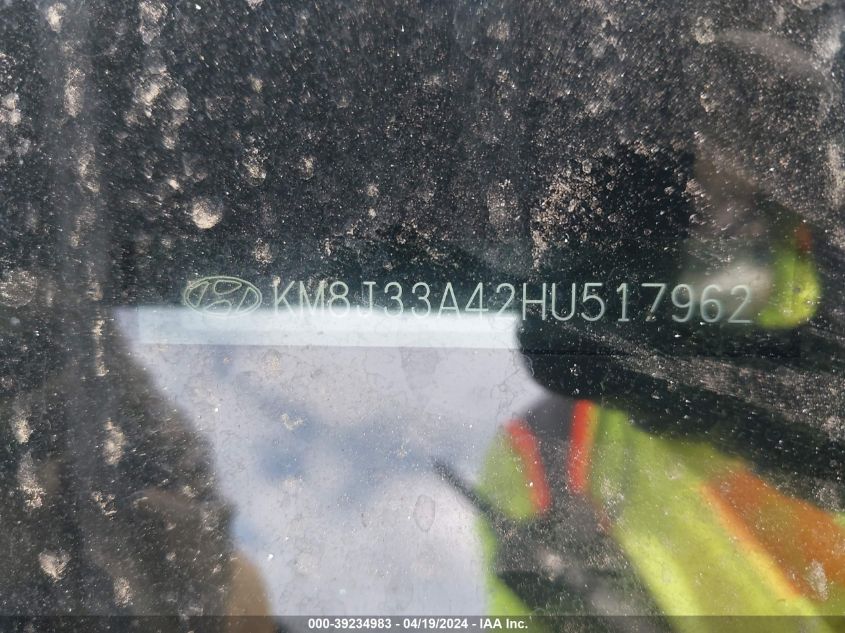 2017 Hyundai Tucson Se VIN: KM8J33A42HU517962 Lot: 39234983