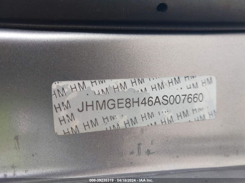 2010 Honda Fit Sport VIN: JHMGE8H46AS007660 Lot: 39235319