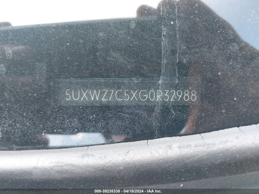 2016 BMW X3 Sdrive28I VIN: 5UXWZ7C5XG0R32988 Lot: 39235338