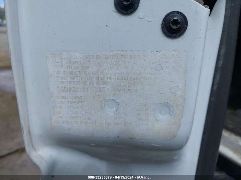 2006 Chevrolet Silverado 2500Hd Lt2 VIN: 1GCHK23U96F119985 Lot: 39235379