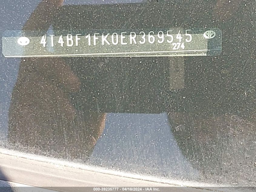 2014 Toyota Camry Le VIN: 4T4BF1FK0ER369545 Lot: 39235777