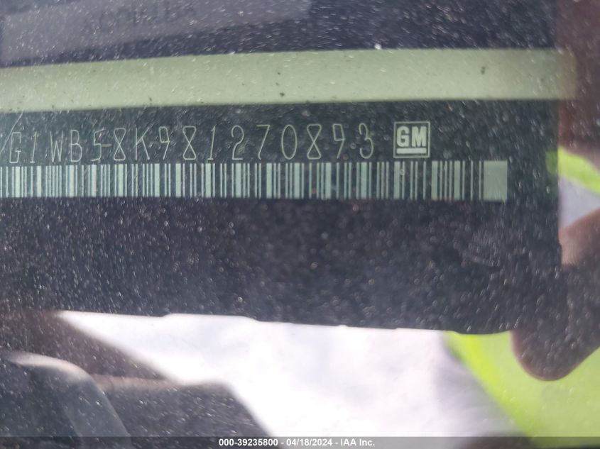 2008 Chevrolet Impala Ls VIN: 2G1WB58K981270893 Lot: 51239014