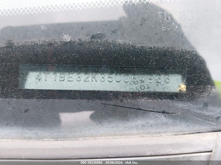 2005 Toyota Camry Le VIN: 4T1BE32K35U084966 Lot: 39235950